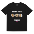 Caribal HICIMOS BUFFET T-shirt celebrating 2026 WBC Champs, featuring bold text and vibrant design on front.
